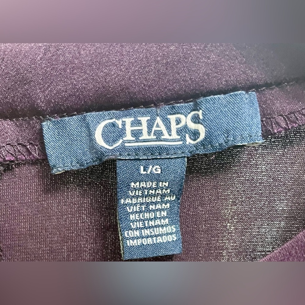 CHAPS - Faux Wrap Dress Purple. - Picture 4 of 5